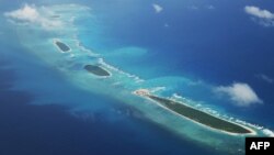 南中國海斯普拉特利群島七連嶼的鳥瞰圖。 (2018年8月10日)