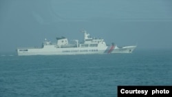 台灣海巡署金馬澎分署發佈進入金門禁限制水域的中國海警船照片。(2024年5月6日，台灣海巡署金馬澎分署提供。)
