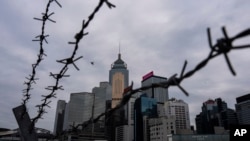 香港立法會全票通過根據《基本法》第23條訂立的新的國家安全法案當天的香港金融區景色。 （2024年3月19日）