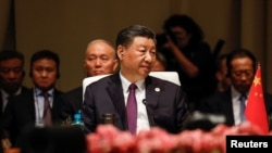 中國領導人習近平在約翰內斯堡出席金磚國家領導人峰會。（2023年8月23日）