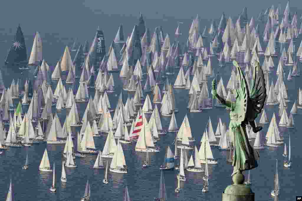 Sailing boats take part in the 51th edition of the traditional "Barcolana" regatta in the gulf of Trieste, north-eastern Italy.