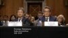 조셉 윤 전 국무부 대북정책특별대표와 빅터 차 전략국제문제연구소(CSIS) 한국 석좌가 5일 미 상원 외교위원회 산하 동아시아·태평양·국제사이버안보정책소위원회 청문회에서 증언하고 있다.