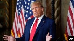 共和黨總統候選人、前總統特朗普在他的海湖莊園發表講話(2024年3月4日)