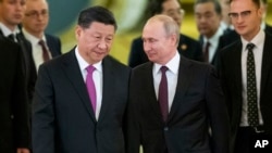 中國領導人習近平與俄羅斯總統普京。