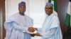 Shugaban Najeriya Muhammadu Buhari Da Shugaban Majalisar Dattijai Abubakar Bukola Sarki