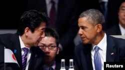 美國總統奧巴馬(右)和日本首相安倍晉三（左）