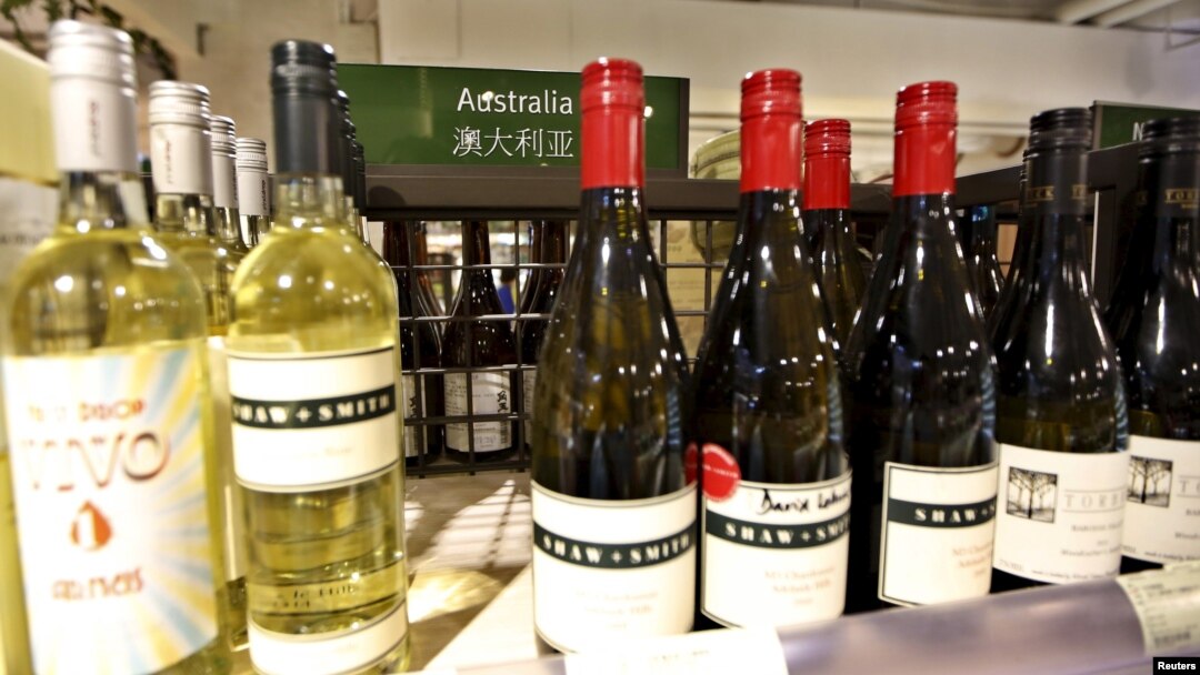 澳大利亞出產的葡萄酒在上海出售資料照。