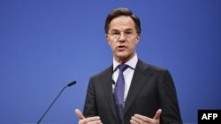 北大西洋公約組織（NATO）秘書長馬克·呂特（Mark Rutte）在布魯塞爾北約總部發表講話（資料照）